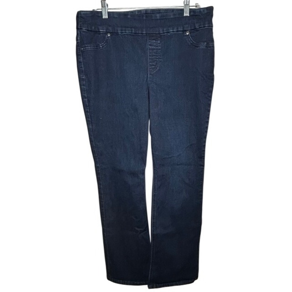 Chico's Perfect Stretch Pull On Dark Wash Denim Blue Jeans 12 LG